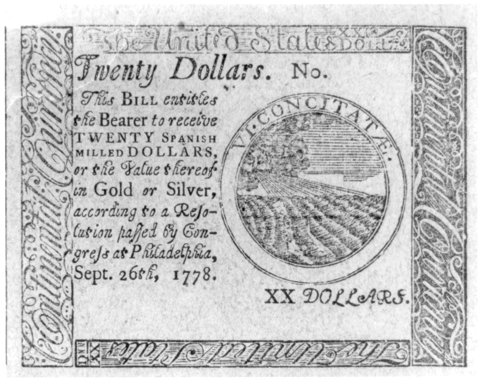 Twenty dollars, this bill entitles the bearer to receive twenty spanish milled dollars ... Sept. 26, 1778 LCCN2002723322