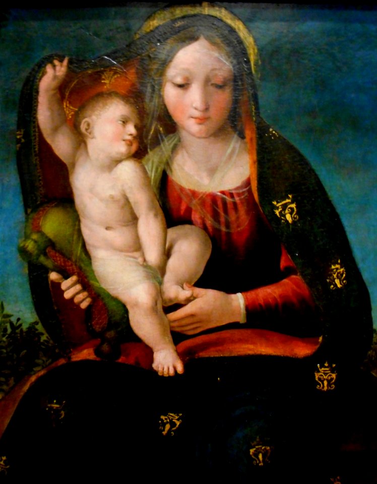 Virgin Mary and Child (1521) by Agostino Tesauro (Giffoni Salerno, notices between 1501 and 1546) - Capodimonte Museum in Naples (45118292911)