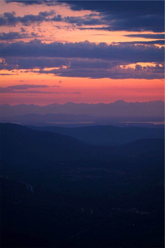 Pink clouds mountains photo