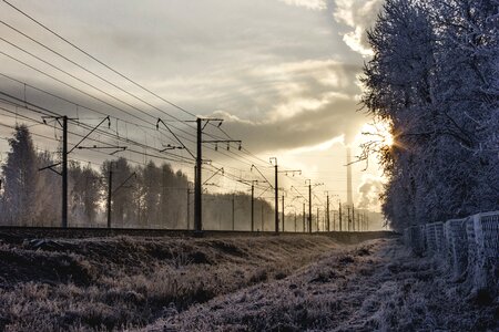 Railway forest winter photo