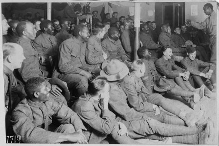 (African American) trooper entertaining his comrades in the American Red Cross Recreation Hut at Orl . . . - NARA - 533536