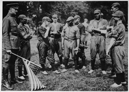 (African American) troops play ball against whites, Hyde Park, London. (African American) and white . . . - NARA - 533504