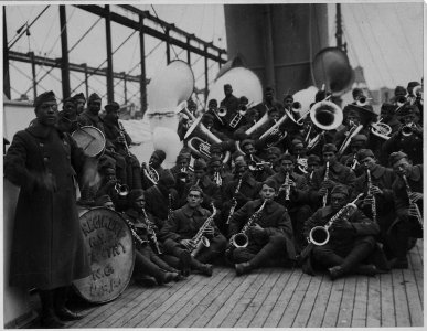 (African American) Jazz Band and Leader Back with (African American) 15th New York. Lieutenant Jame . . . - NARA - 533506 photo