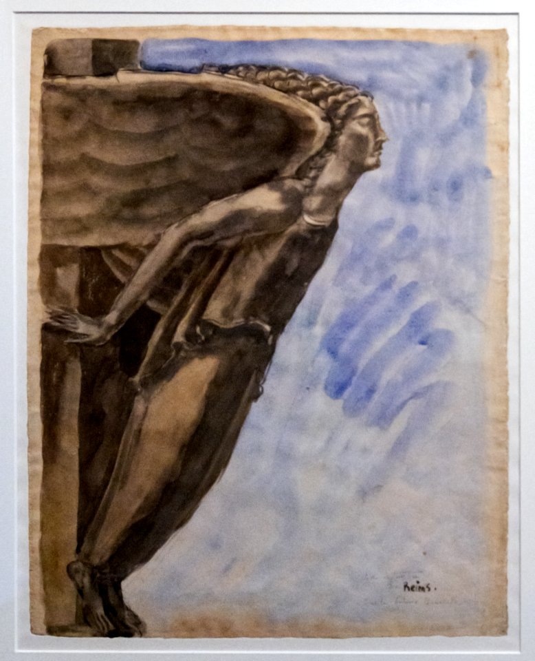 (Albi) La destruction de Reims Antoine Bourdelle - Encre noire, gouache et aquarelle MTL.inv77