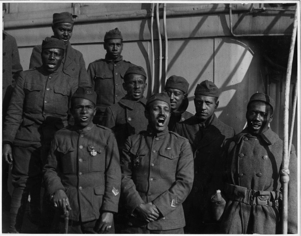 (African American) minstrels on board the Saxonia. Lieutenant Rutherford's Ministrels who he recr . . . - NARA - 533507