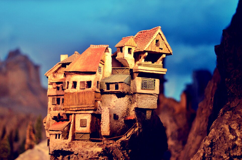 Miniature mountain top houses