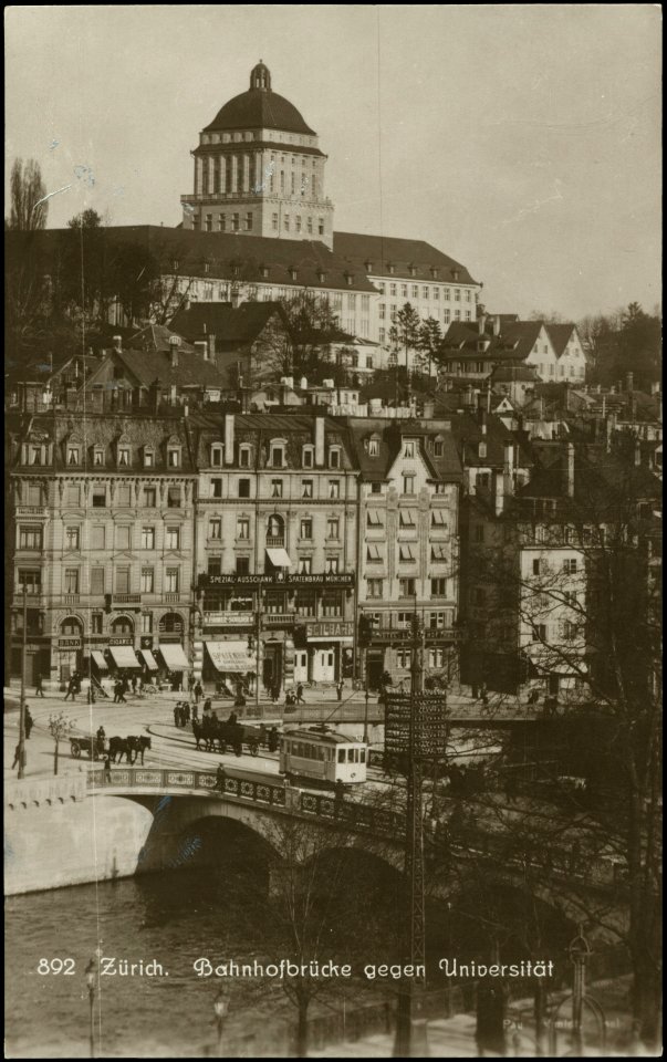 (UAZ) DOK.001.001 892 Zuerich. Bahnhofbruecke gegen Universitaet