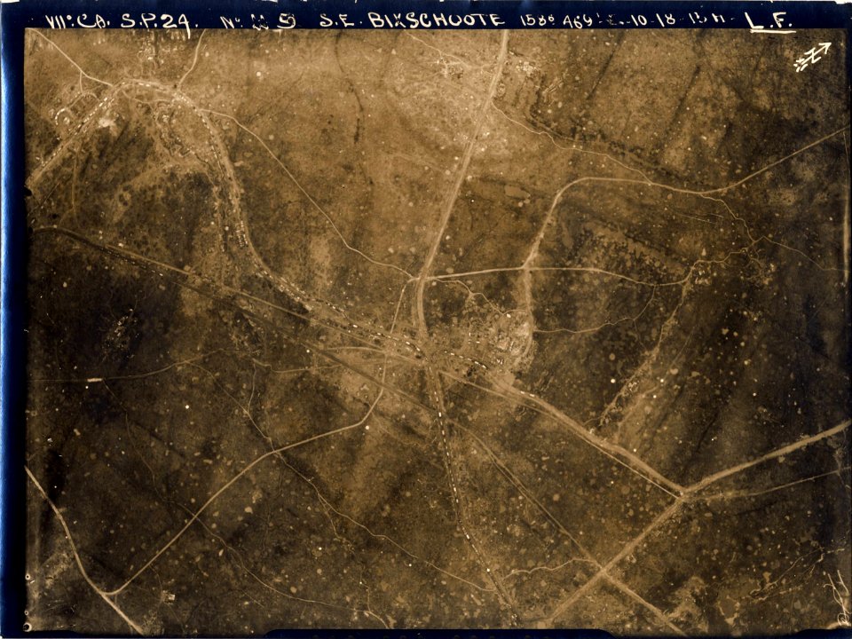 (Vue aérienne verticale du sud-est de Bikschote en Belgique) - Fonds Berthelé - 49Fi1615