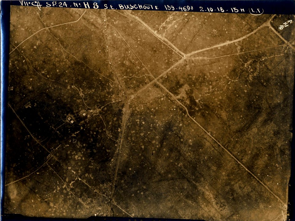 (Vue aérienne verticale du sud-est de Bikschote en Belgique) - Fonds Berthelé - 49Fi1616