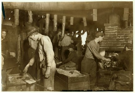 -81. Typical Night Scene In an Indiana Glass Works. LOC cph.3a29797