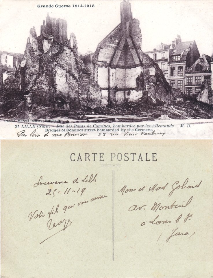 021 Lille (Nord) – Rue des Ponts de Comines, bombardée par les Allemands. vº-rº