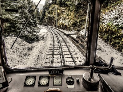 Cabin snow mountain railway