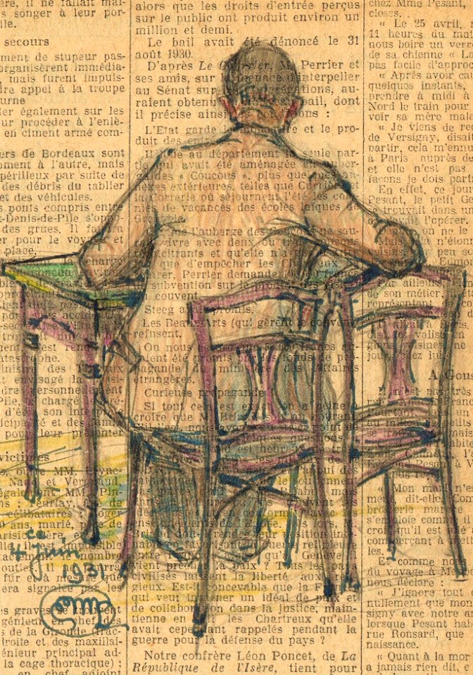 057 - CA ULg n° 39473. Plume et crayons (04-06-1931), 170 x 116 mm