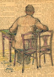 057 - CA ULg n° 39473. Plume et crayons (04-06-1931), 170 x 116 mm