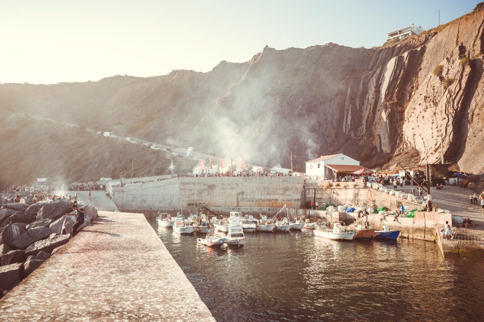 Boat rocks building