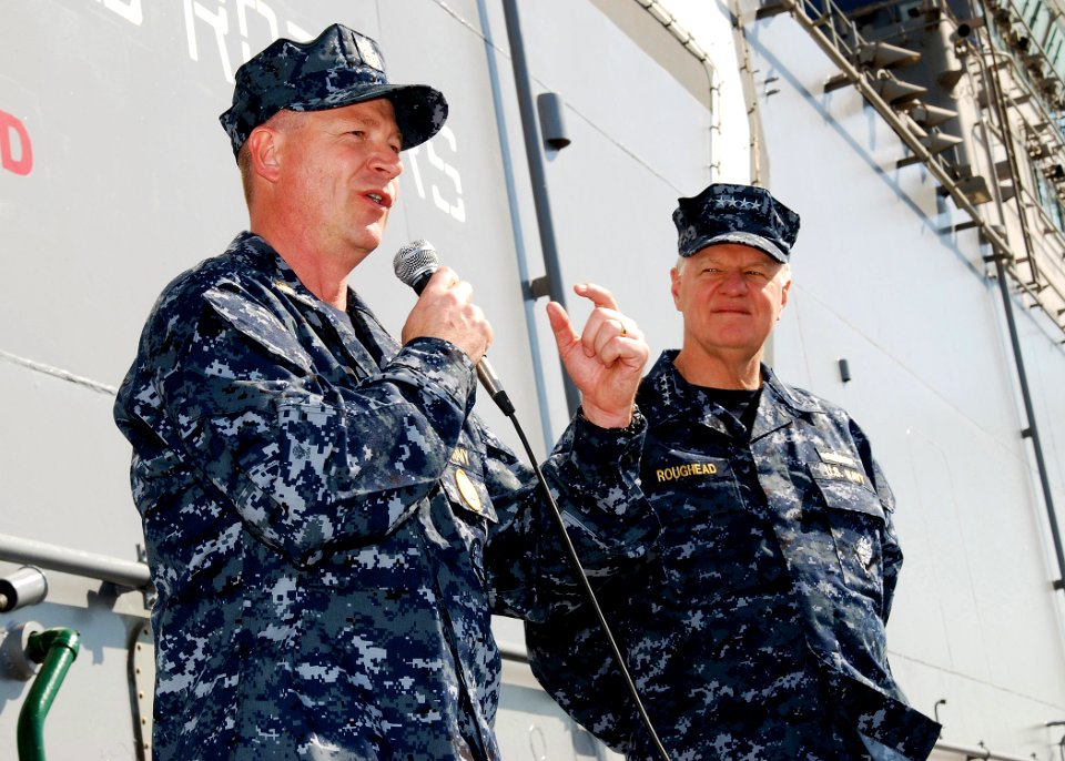 081219-N-0803S-001 - MCPON Rick West speaks to sailors and Marines.