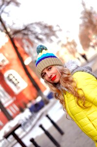 Hat pompom knitted clothing bright clothes photo