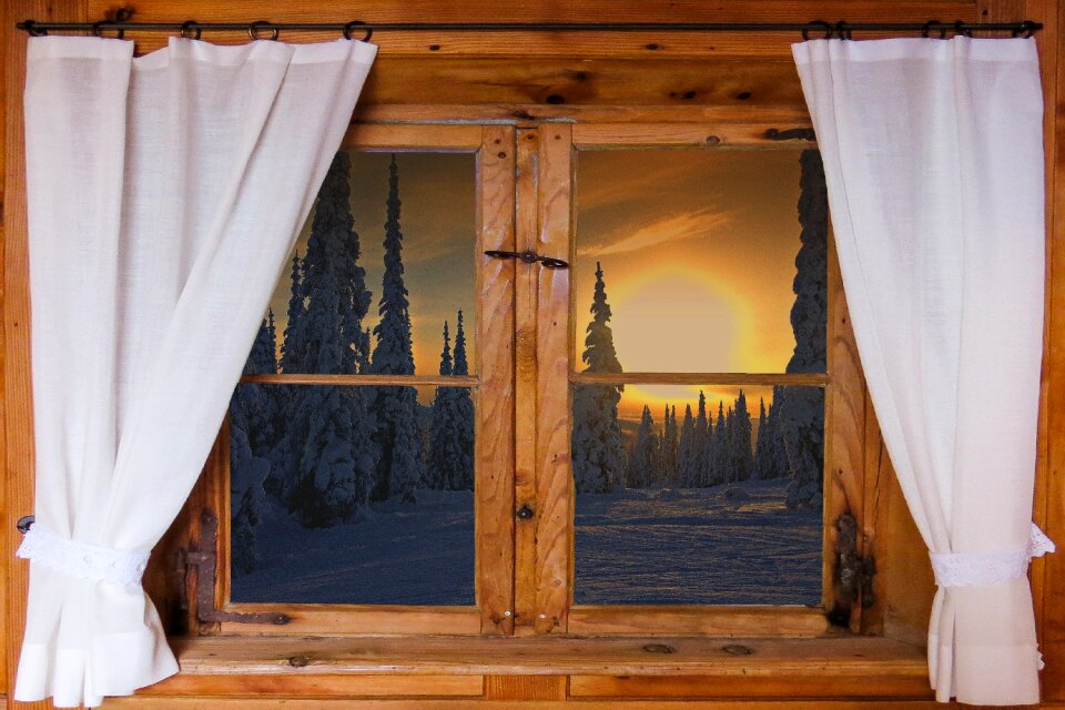 Outlook wooden windows sun