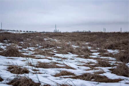 Power lines fields snow photo