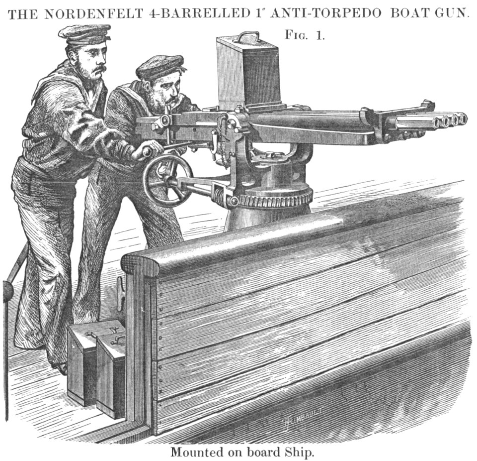1-InchNordenfelt4BarrelGunNavalActionDrawing