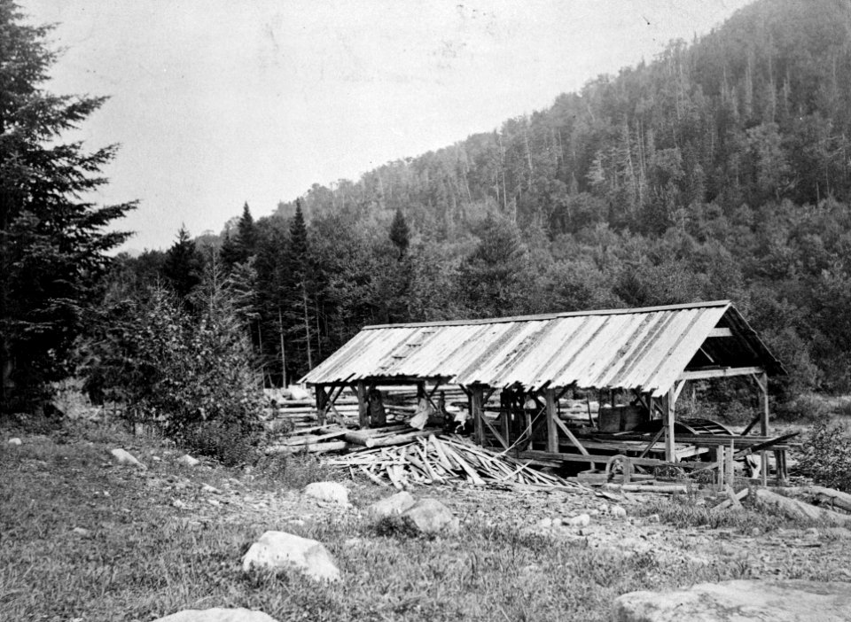 1. Photocopied June 1978. SAWMILL AT UPPER WORKS, WITH BREAST WHEEL. PERHAPS DATES TO 1830'S. VIEW TAKEN CA. 1890'S. SO - LOC - hhh.ny0915.photos.116606p