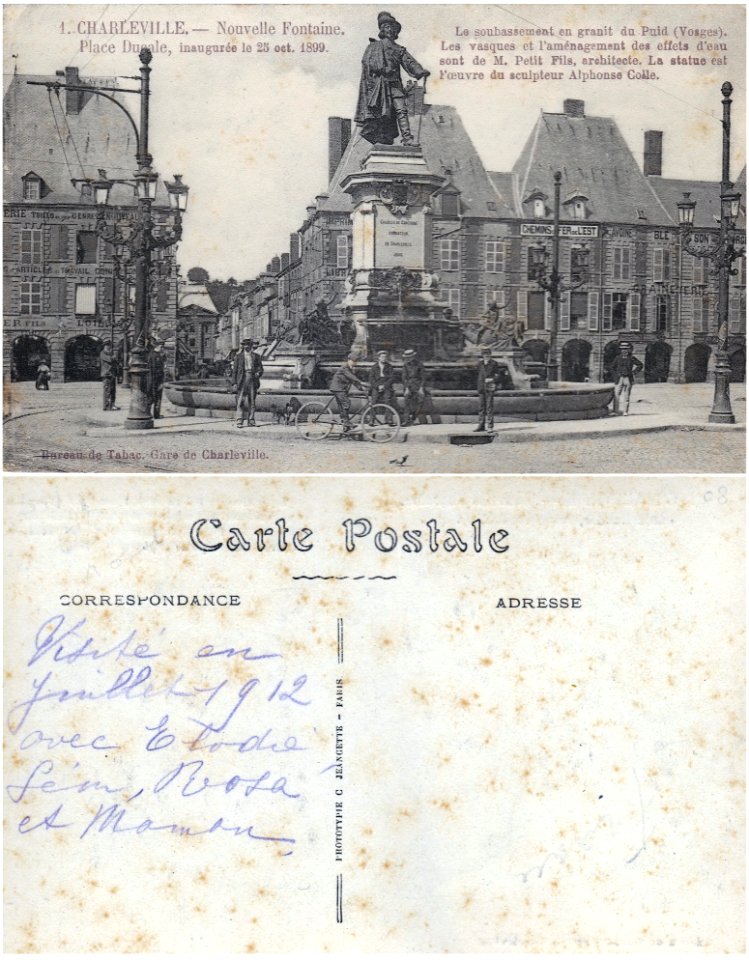 1. CHARLEVILLE - Place Ducale — Nouvelle Fontaine inaugurée le 25 octobre 1899. (2)