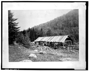 1. Photocopied June 1978. SAWMILL AT UPPER WORKS, WITH BREAST WHEEL. PERHAPS DATES TO 1830'S. VIEW TAKEN CA. 1890'S. SO - LOC - hhh.ny0915.photos.116606p