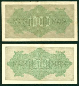 1000 Mark Reichsbanknote 1922 2 Versionen gedruckt von J. C. König & Ebhardt KH Hannover Seite II 200 dpi