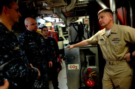 100311-N-9818V-336 MCPON Rick West tours the Ohio-class ballistic missile submarine USS Henry M. Jackson (SSBN 730) and meets with sailors during his visit to Naval Base Kitsap,