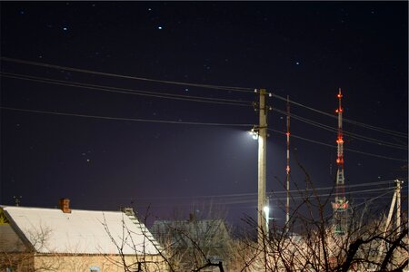 Dark power lines radio tower