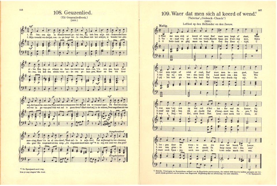 108 Geuzelied, pagina 146 & 109 Waer dat men sich al keerd of wend, pagina 147