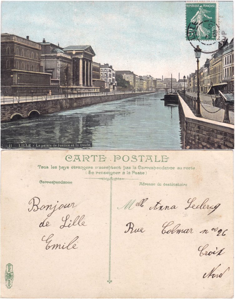 11. Lille — Le Palais de Justice et la Basse Deûle vº-rº