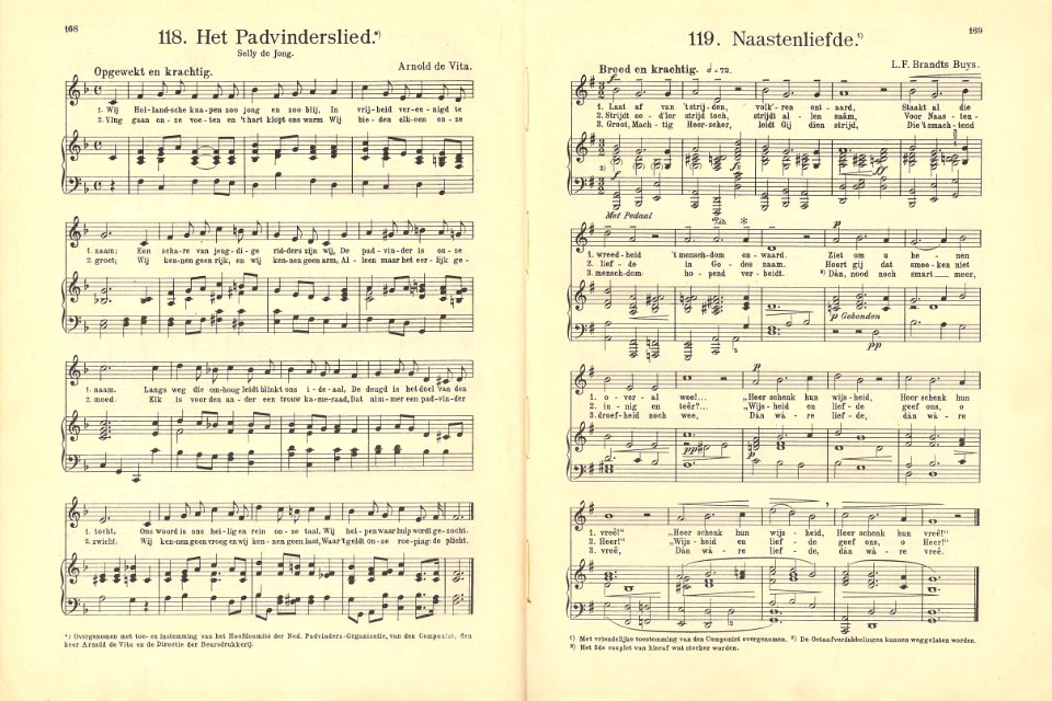 118 Het Padvinderslied, pagina 168 & 119 Naastenliefde, pagina 169