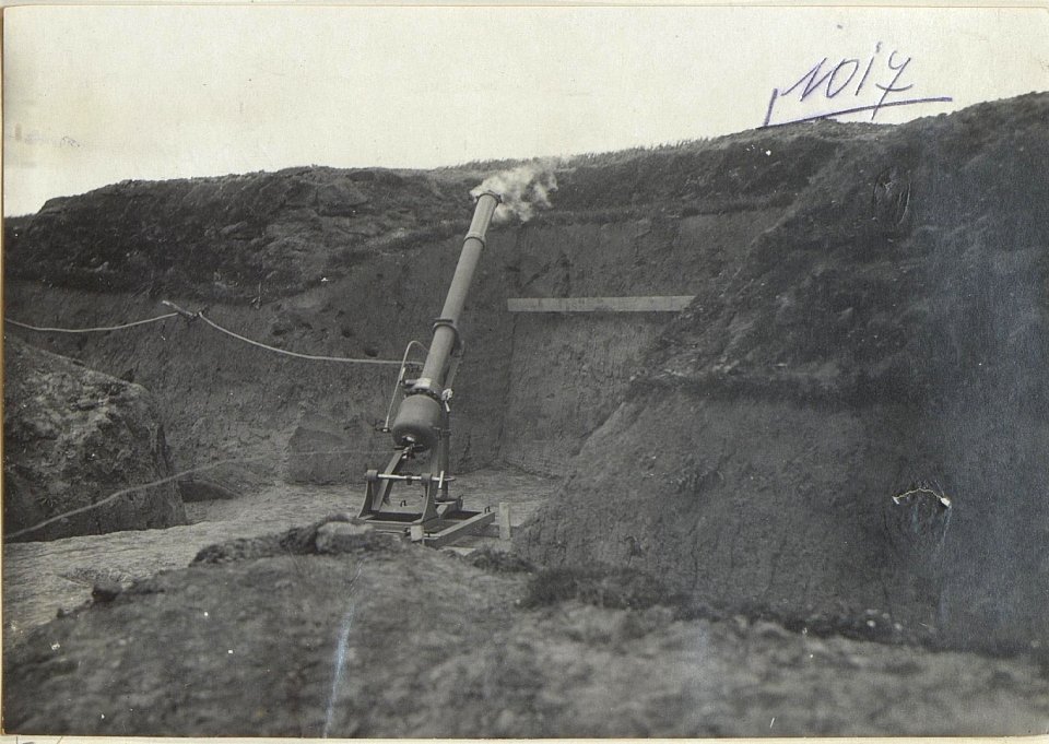 12 cm Luft-Minenwerfer, Nach dem Schuss. (BildID 15728063)