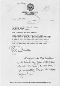12-27-1988 letter from Bill Clinton to Ronald Reagan - NARA - 198418