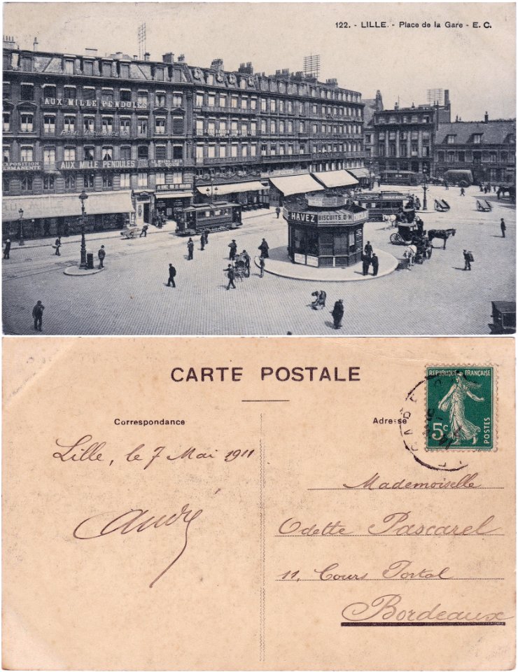 122. - Lille – Place de la Gare - E.C. vº- rº