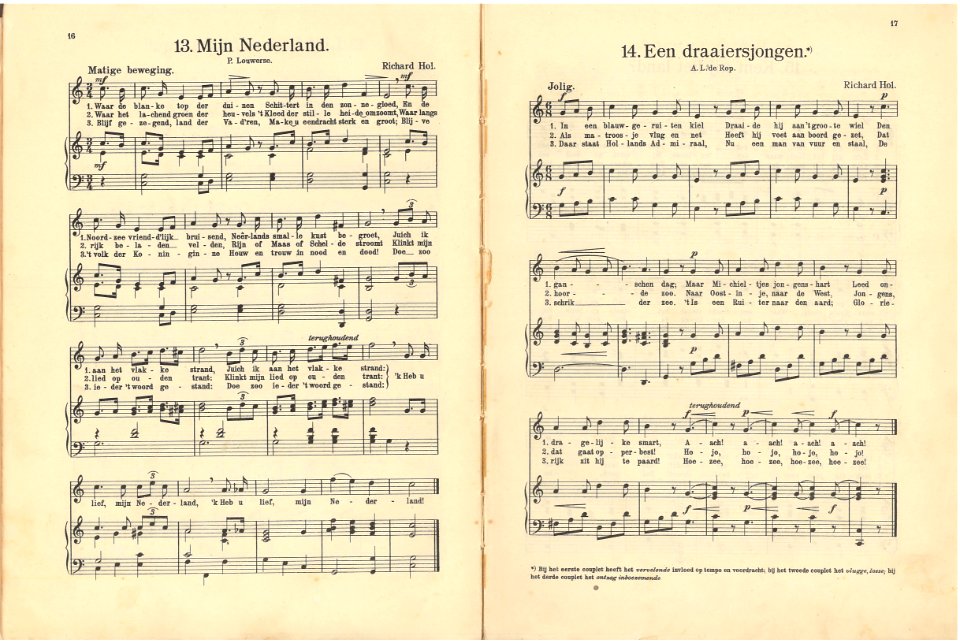 13 Mijn Nederland, pagina 16 & 14 Een draaiersjongen, pagina 17