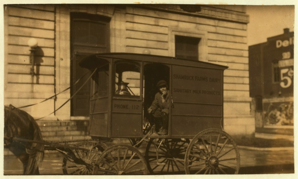 13-year-old boy, Edgar Kitchen, working for Bingham Bros. Dairy. He gets $3 a week; is not working for his own parents. Starts on the wagon at 7 A.M.; works seven days in the week driving LOC nclc.00426