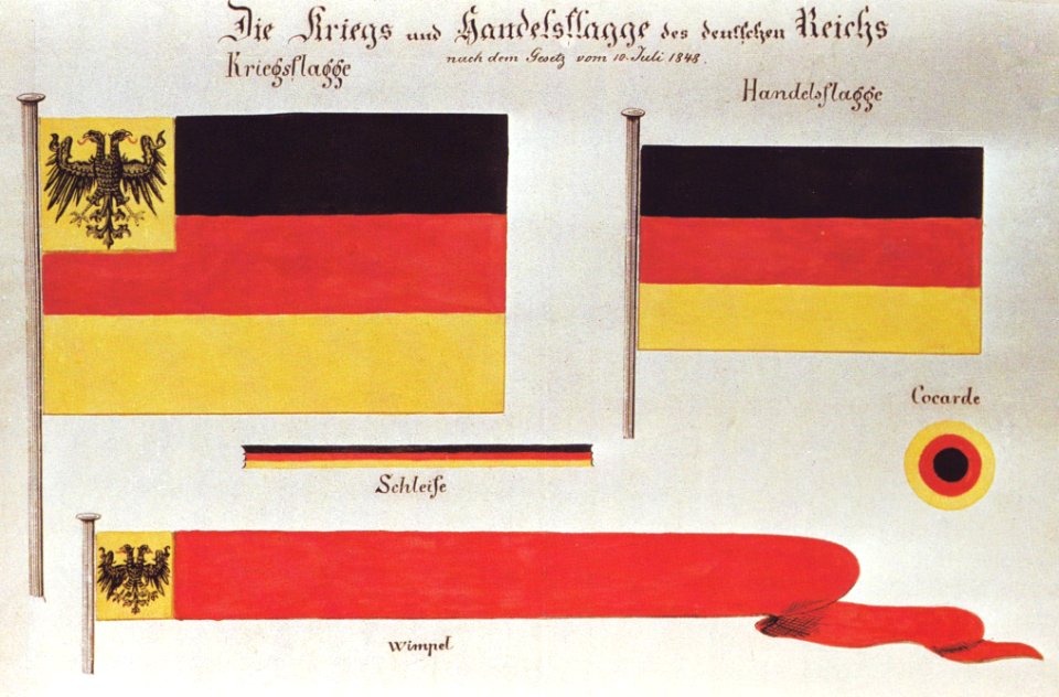 13 November 1848 RGBl Aquarell Entwurf Kriegs und Handelsflagge