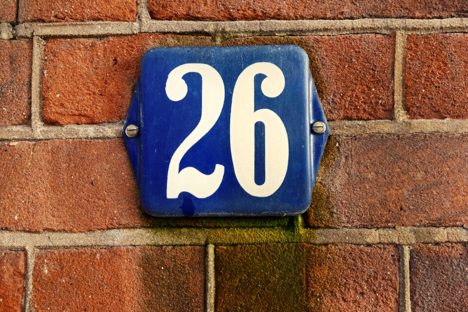 Number plaque house number plaque 26
