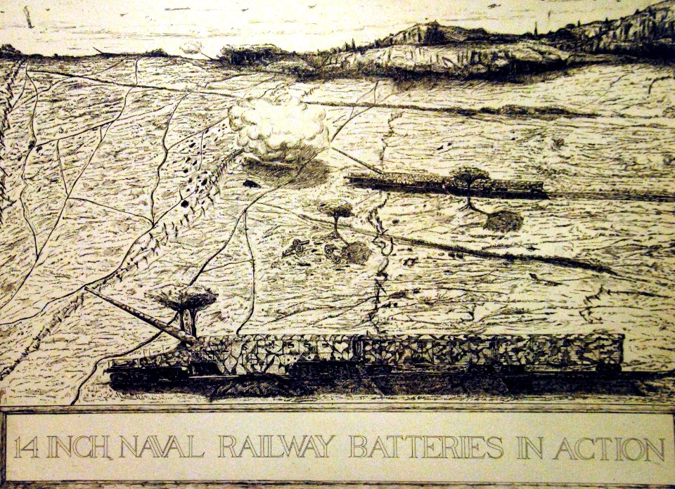 14 Inch Naval Railway Batteries in Action, artwork (26441267020)