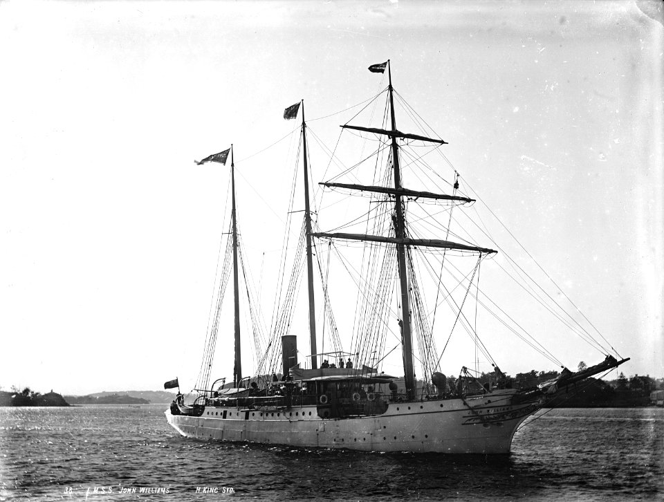 London Missionary Society’s steamship Barquentine John Williams in Sydney Harbour, c.1900. (50157812223)