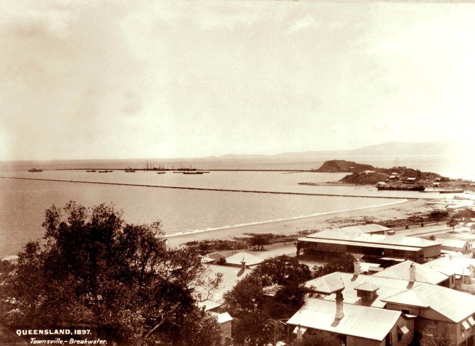 Looking across the Strand to breakwater, Townsville, 1897 (28323682791)