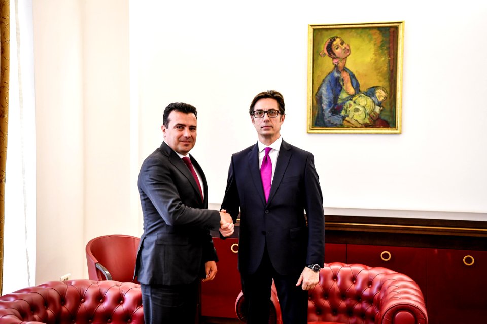 Meeting of President Pendarovski with the Prime Minister Zaev (48314466596)