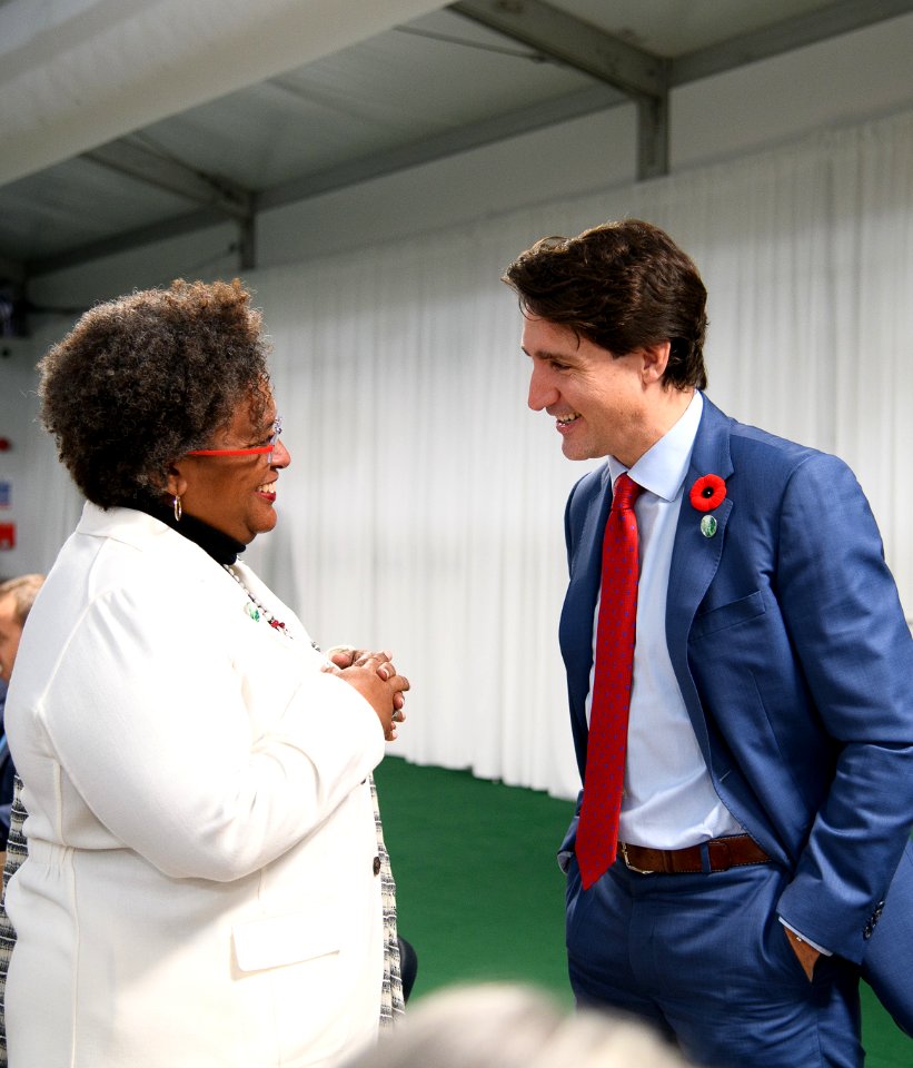 Mia Mottley and Justin Trudeau - 2021 (51647490093) (cropped)
