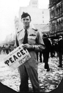 Newspaper headline announcing the end of World War II, 1945 (27319035321)