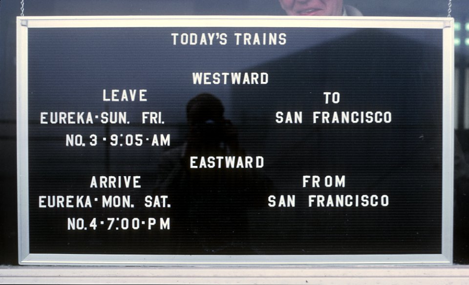 Northwestern Pacific Railroad Train Board at Eureka, CA on January 31, 1971 (32858084091)