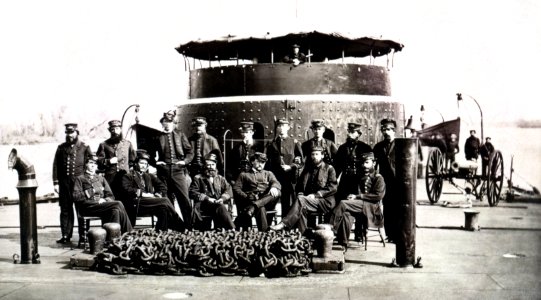 Officers on the Monitor USS Sangamon in the James River, 1865 (50660548828)