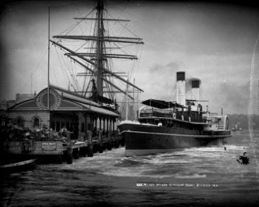 Paddle Steamer Brighton at Manly Wharf Circular Quay, Sydney Cove, c.1890. (50086537973)