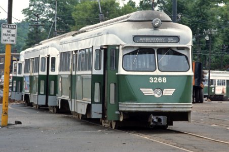 PCC streetcars at Arborway Yard, June 1983 photo